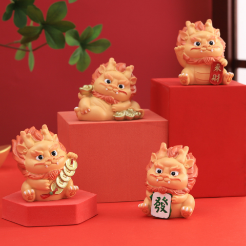 Bộ 4 tượng rồng Hoả Long Lai Tài 6cm