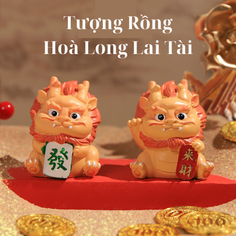 Bộ 4 tượng rồng Hoả Long Lai Tài 6cm