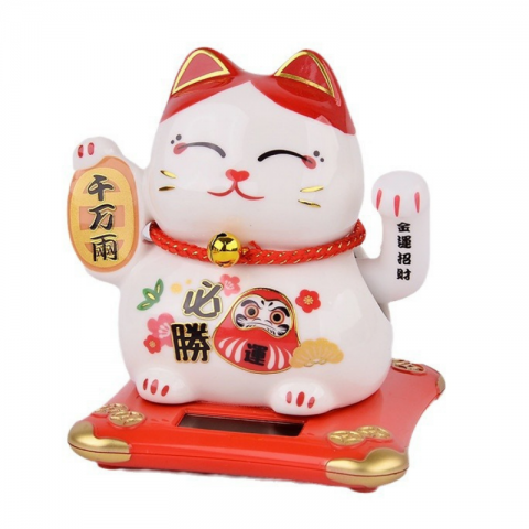Mèo vẫy tay Cầu May Đón Phúc 10cm tiết kiệm năng lượng