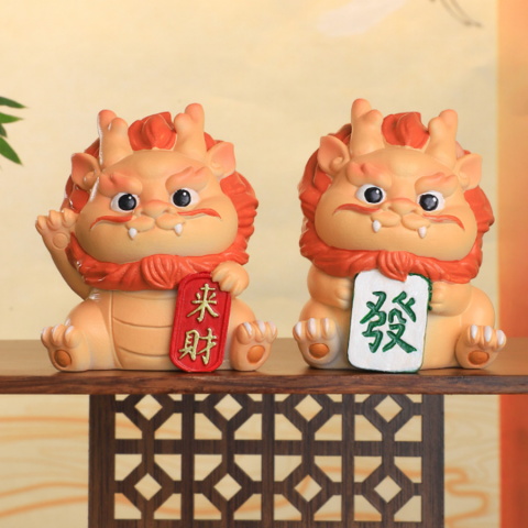 Bộ 4 tượng rồng Hoả Long Lai Tài 6cm