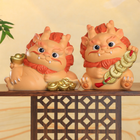 Bộ 4 tượng rồng Hoả Long Lai Tài 6cm