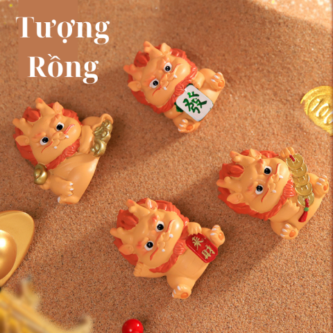 Bộ 4 tượng rồng Hoả Long Lai Tài 6cm