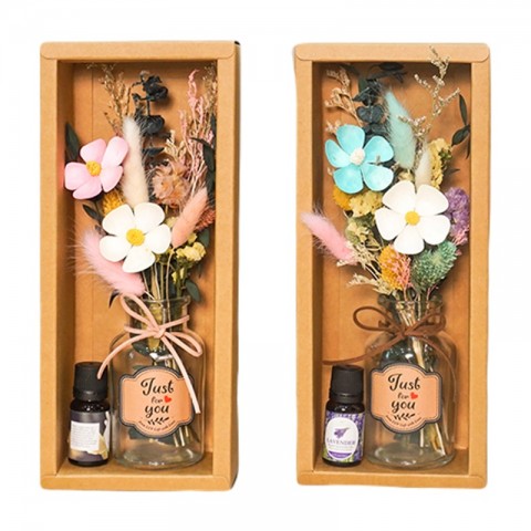 Bình hoa khô thủy tinh kèm tinh dầu Florist Box