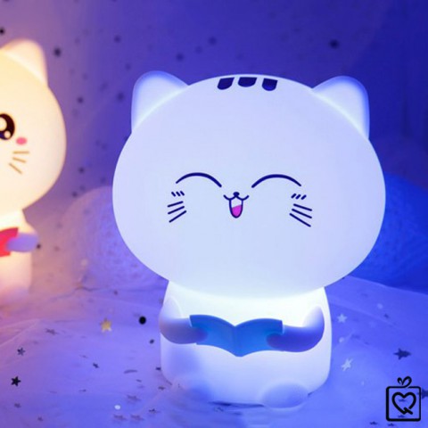 Đèn ngủ mèo con dễ thương - Ghi âm giọng nói - pin sạc
