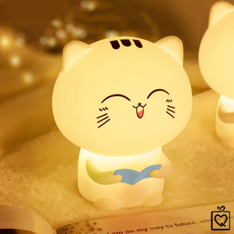 Đèn ngủ mèo con dễ thương - Ghi âm giọng nói - pin sạc