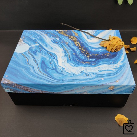 Hộp đựng quà hình chữ nhật vân đá kèm túi 30.5x22x10cm