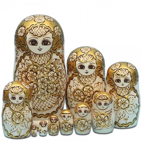 Búp bê Nga Matryoshka gỗ trầm bộ 10 con 