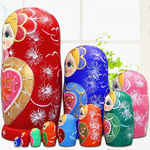 Búp bê Nga Matryoshka gỗ trầm bộ 10 con 