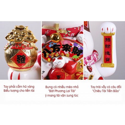 Mèo vẫy tay Làm ăn Phát Tài - cao 18cm (cầm Thùng vàng) Chỉ dùng Pin