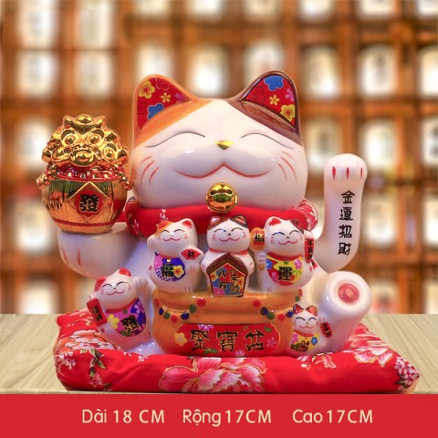 Mèo vẫy tay Tiền vàng sung túc - 18cm