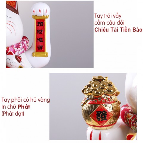 Mèo vẫy tay Tiền vàng sung túc - 18cm