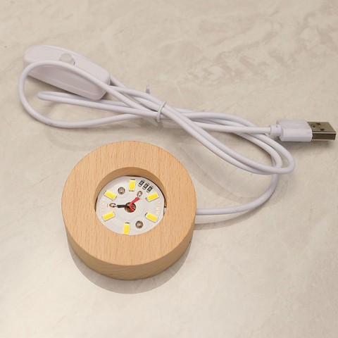 Đèn quả cầu pha lê 3D đế gỗ 8cm - bồ công anh