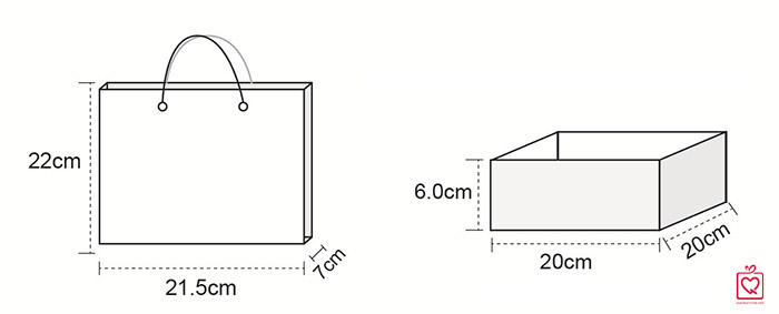 Hộp đựng qu&agrave; vu&ocirc;ng k&egrave;m t&uacute;i (20x20cm)