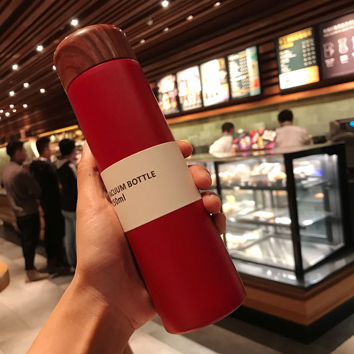 B&igrave;nh giữ nhiệt nắp v&acirc;n gỗ 250ml