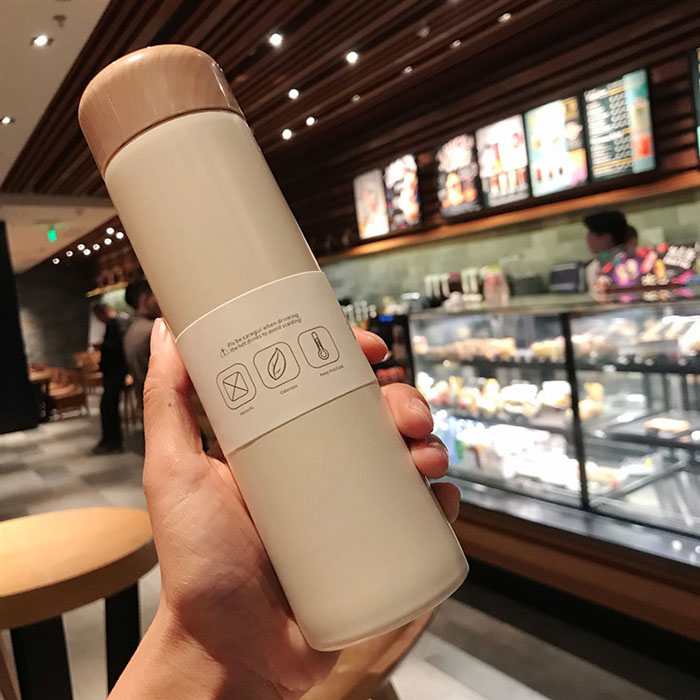 B&igrave;nh giữ nhiệt nắp v&acirc;n gỗ 250ml