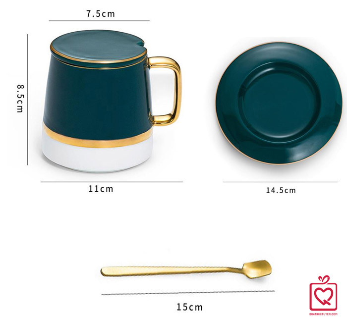 Bộ t&aacute;ch tr&agrave; c&agrave; ph&ecirc; gốm sứ Kalandi cao cấp