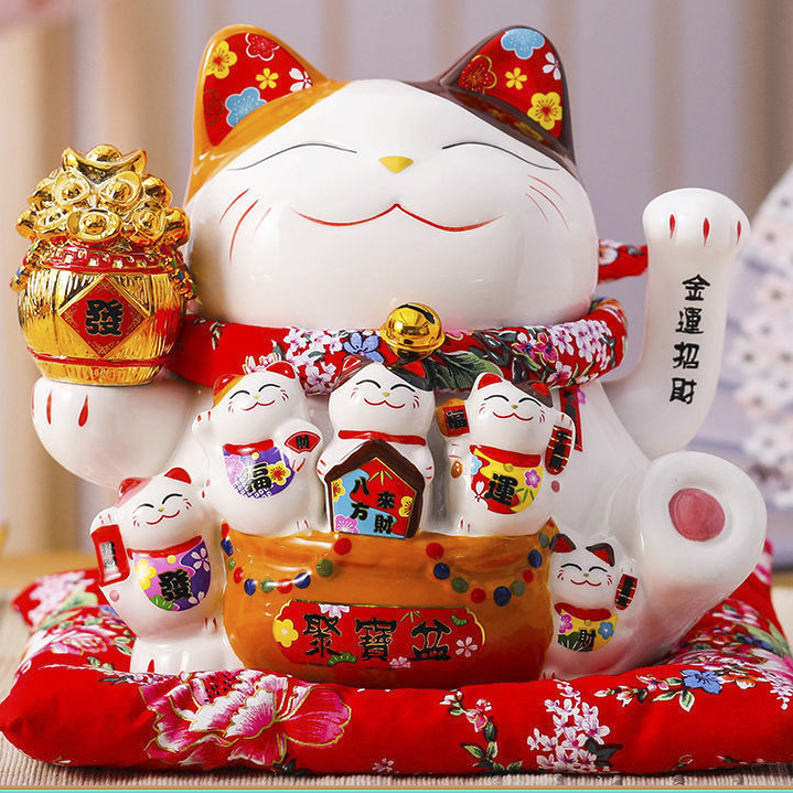 Mèo vẫy tay Tiền vàng sung túc - 18cm