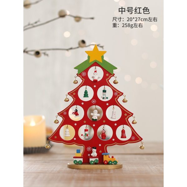 Mô hình cây thông Noel chuông vàng bằng gỗ - Đỏ, 29cm