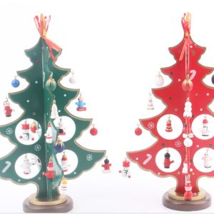 Mô hình cây thông noel hai lá bằng gỗ cỡ đại màu đỏ