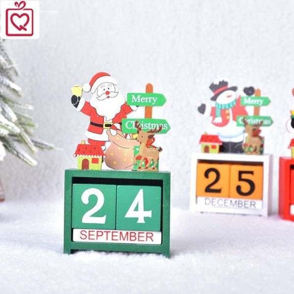 Lịch gỗ giáng sinh để bàn - Quà tặng lưu niệm - Ông già noel