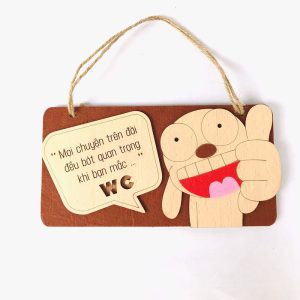 Biển treo cửa gỗ Toilet-Chú cún