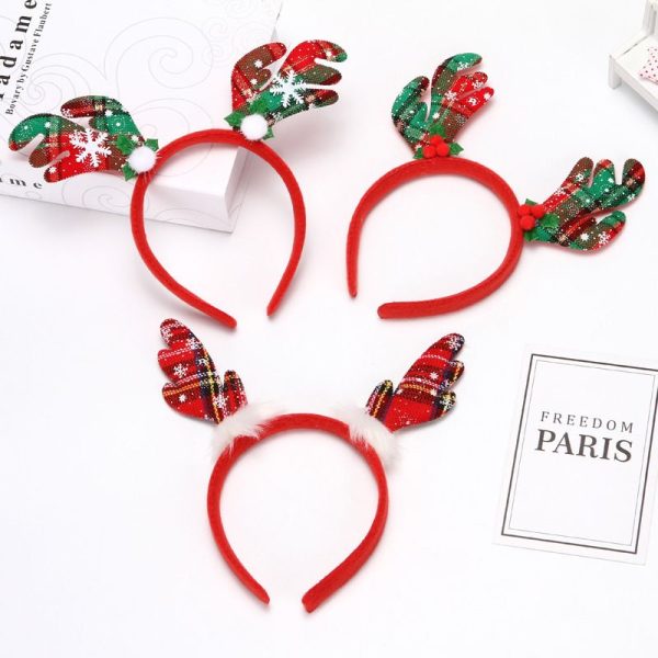 Bờm sừng tuần lộc giáng sinh mẫu mới - Sừng kẻ đỏ