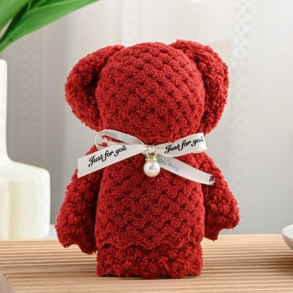 Khăn mặt gấp hình gấu teddy dễ thương - Đỏ