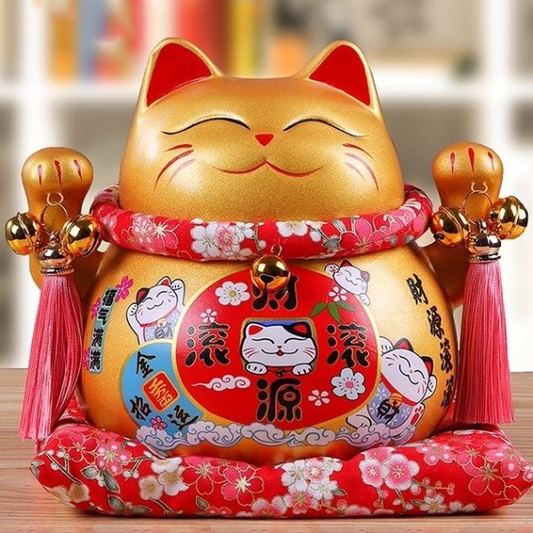 Mèo thần tài vàng Buôn May Bán Đắt - 14cm