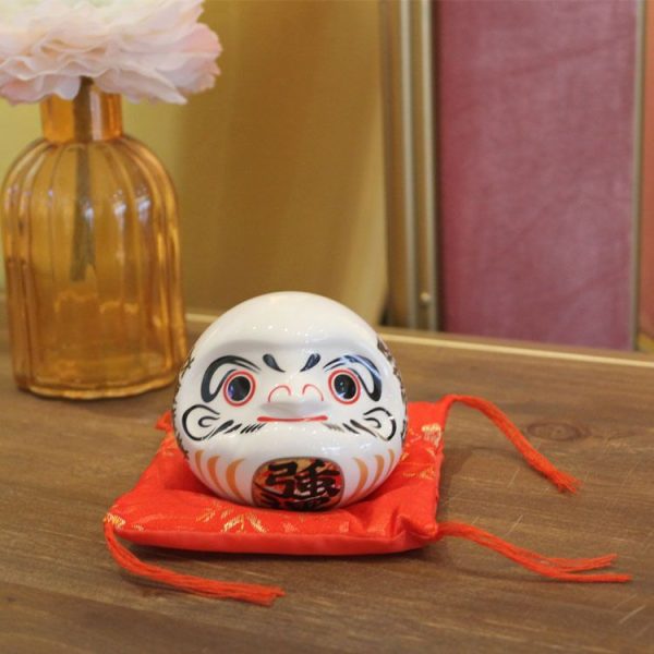 Búp bê may mắn Nhật Bản Daruma 8cm - Trắng