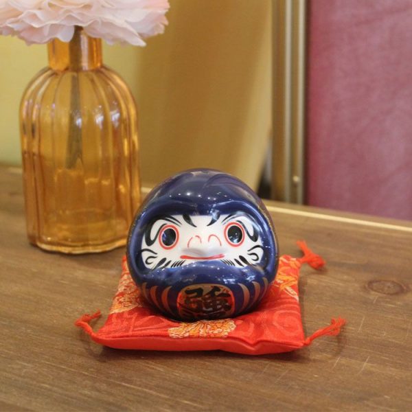Búp bê may mắn Nhật Bản Daruma 8cm - Xanh Navy