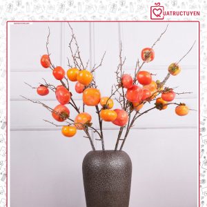 Cành lựu, cành hồng 7 quả trang trí phòng khách, cành quả cắm hoa Tết