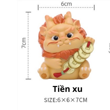 Tượng rồng Hoả Long Lai Tài 6cm - Tiền xu