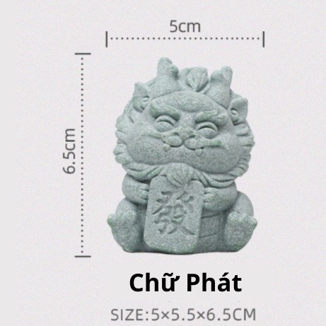 Tượng rồng Lai Tài 6cm màu đá - Chữ Phát