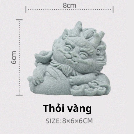 Tượng rồng Lai Tài 6cm màu đá - Thỏi vàng