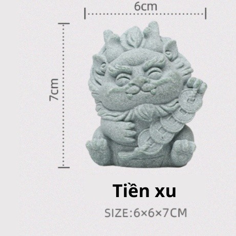 Tượng rồng Lai Tài 6cm màu đá - Tiền xu