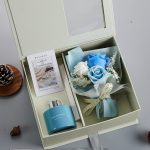 Set quà tặng 20/10 hoa sáp, tinh dầu kèm Luv208 - Xanh dương