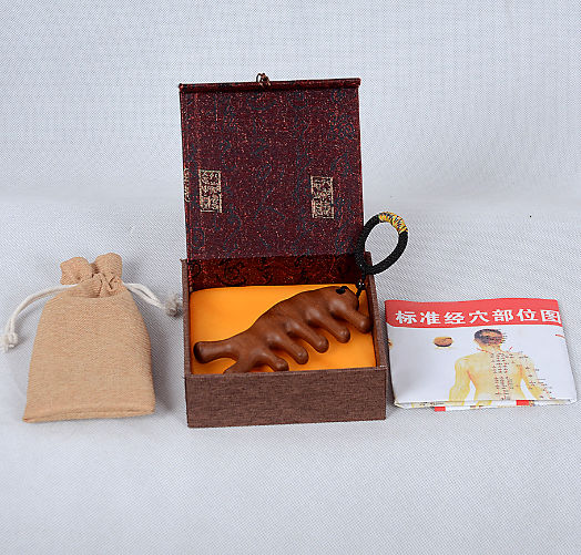 Bộ hộp quà lược gỗ đàn hương massage lưu thông - Nâng cao
