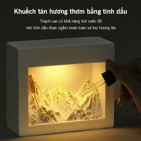 Hộp đèn Nhật Chiếu Kim Sơn kèm tinh dầu thơm phòng - Đen