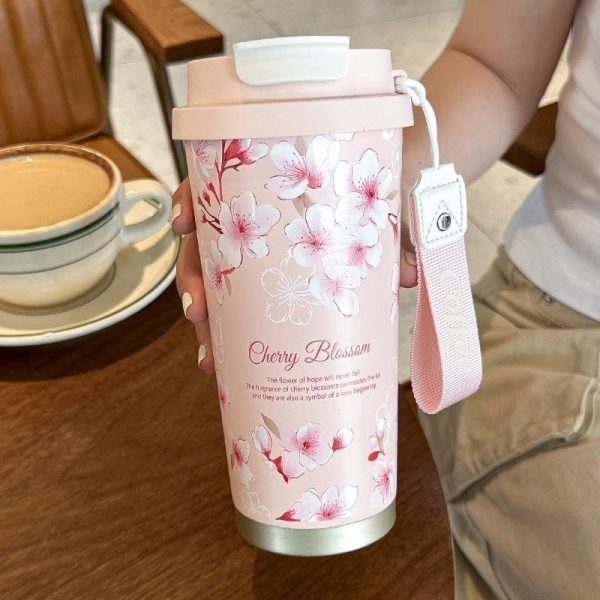 Cốc giữ nhiệt inox 530ml Seasonal garden - Hồng