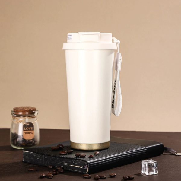 Cốc giữ nhiệt inox 530ml màu basic (Khắc theo yêu cầu) - Trắng