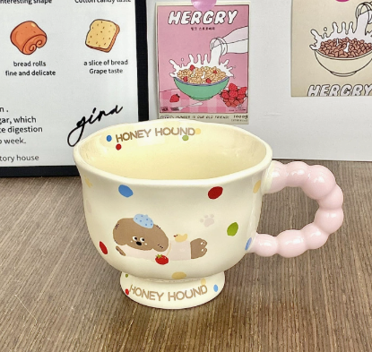 Cốc sứ Honey kèm thìa dễ thương BL43 - Hồng