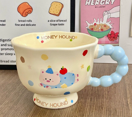 Cốc sứ Honey kèm thìa dễ thương BL43 - Xanh dương