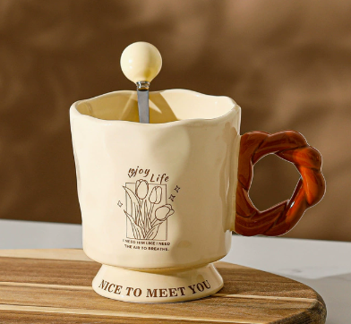 Cốc sứ có đế cổ điển BL189 - Enjoy life