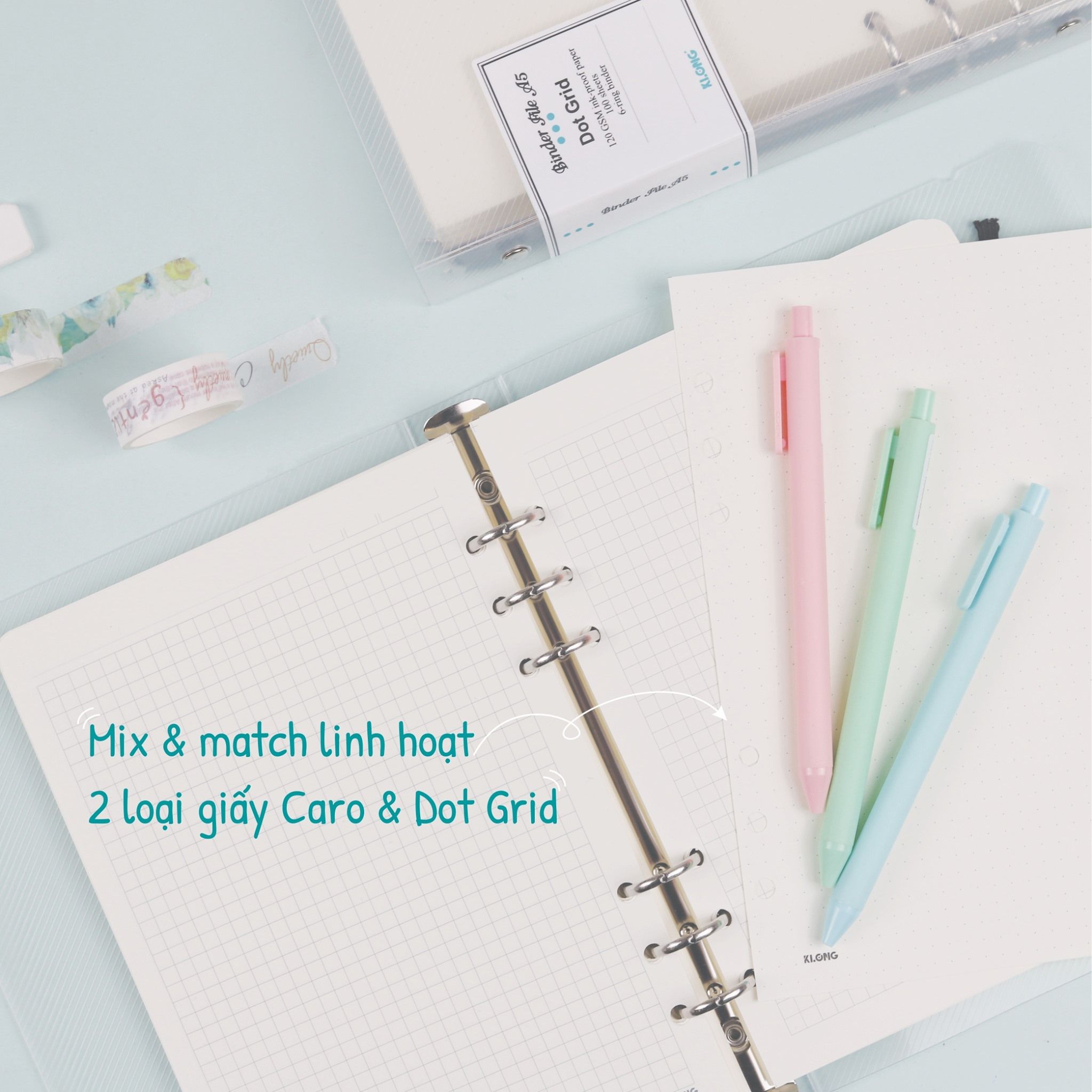Sổ còng caro bìa nhựa A5 100 tờ 120/76 KLong-MS994