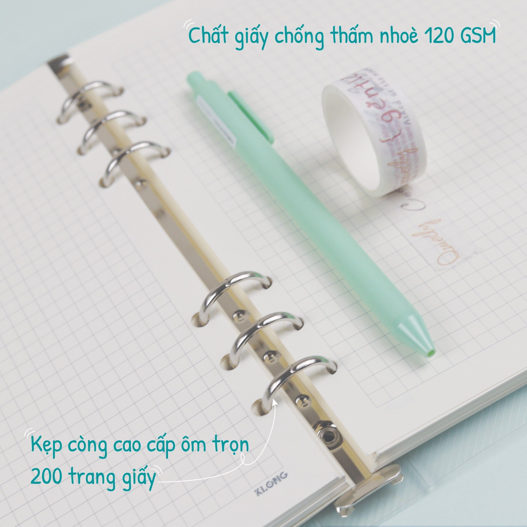 Sổ còng caro bìa nhựa A5 100 tờ 120/76 KLong-MS994