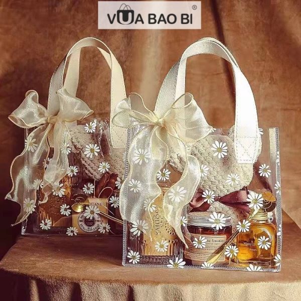 Túi nhựa họa tiết cúc daisy trong suốt TU08