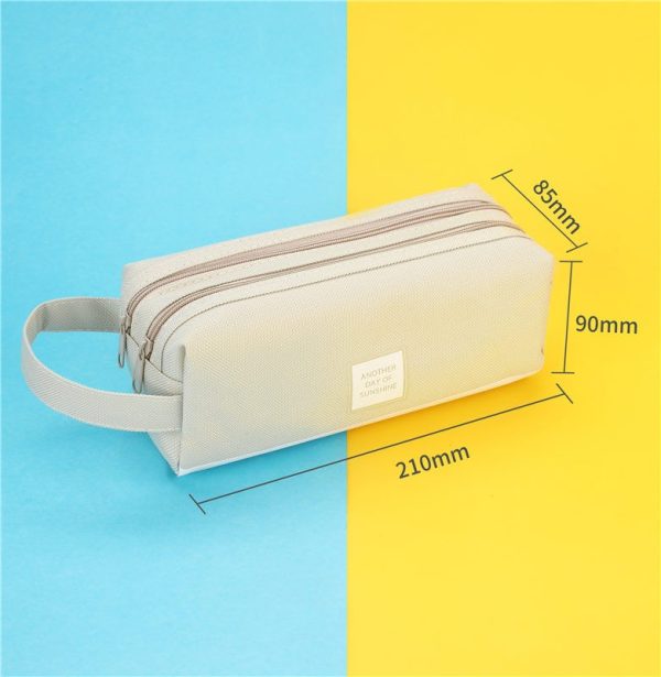 Túi bút vải Canvas màu Pastel sọc trắng TB06 - Màu be