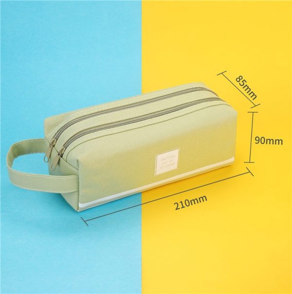 Túi bút vải Canvas màu Pastel sọc trắng TB06 - Xanh lá