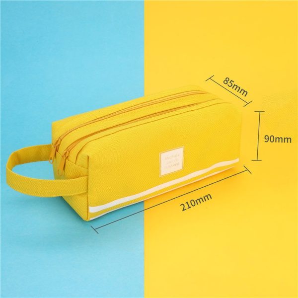 Túi bút vải Canvas màu Pastel sọc trắng TB06 - Vàng