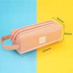 Túi bút vải Canvas màu Pastel sọc trắng TB06 - Hồng